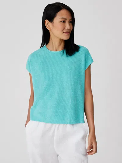 Eileen Fisher Organic Linen Cotton Square Top In Blue