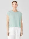 Eileen Fisher Organic Linen Cotton Square Top In Blue
