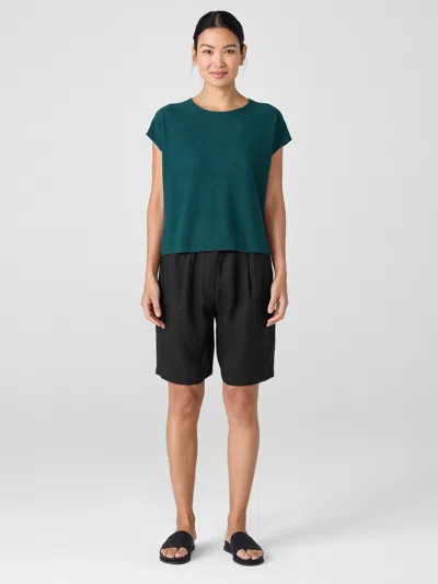 Eileen Fisher Organic Linen Cotton Square Top In Blue