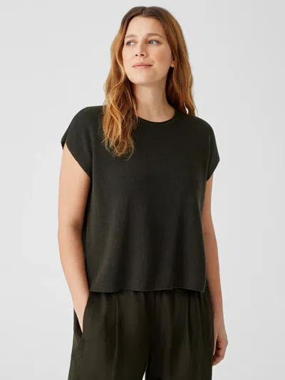 Eileen Fisher Organic Linen Cotton Square Top In Green
