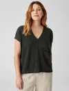 Eileen Fisher Organic Linen Cotton Square Top In Black