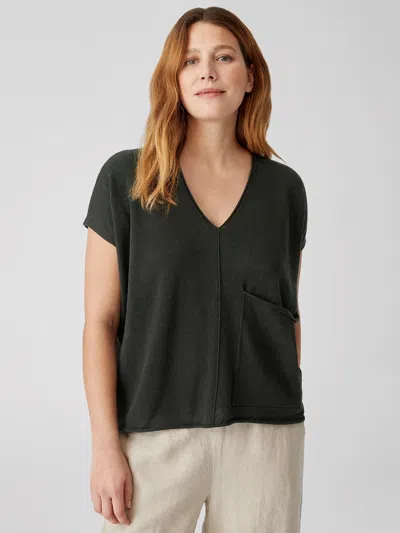 Eileen Fisher Organic Linen Cotton Square Top In Black