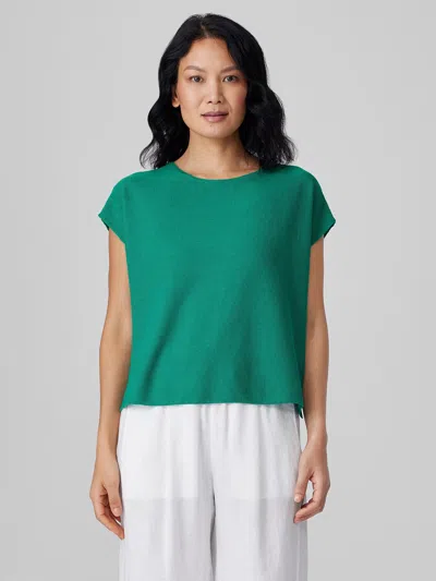 Eileen Fisher Organic Linen Cotton Square Top In Green