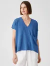 Eileen Fisher Organic Linen Cotton Square Top In Blue