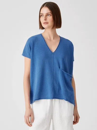 Eileen Fisher Organic Linen Cotton Square Top In Blue