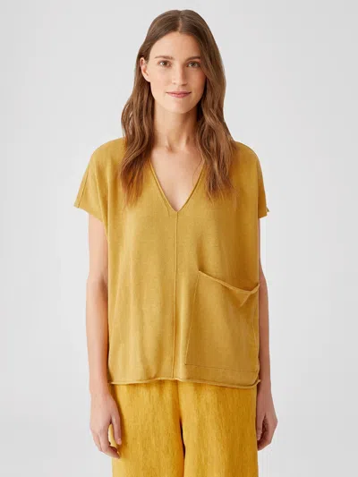 Eileen Fisher Organic Linen Cotton Square Top In Brown