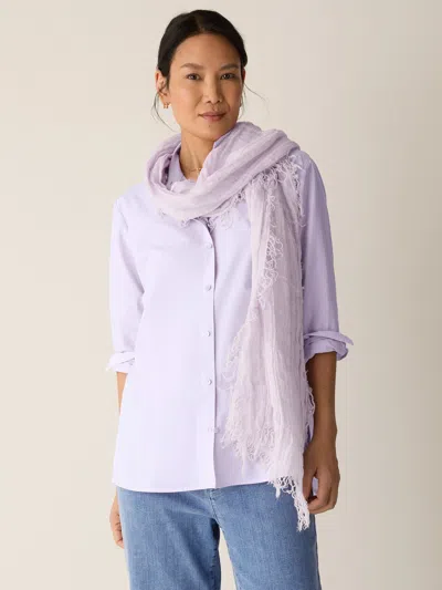 Eileen Fisher Organic Linen Cotton Squares Scarf In Lilac Frost