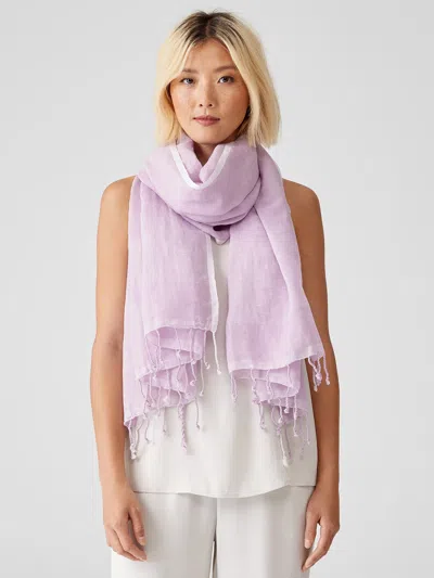 Eileen Fisher Organic Linen Cotton Striped Scarf In Pink