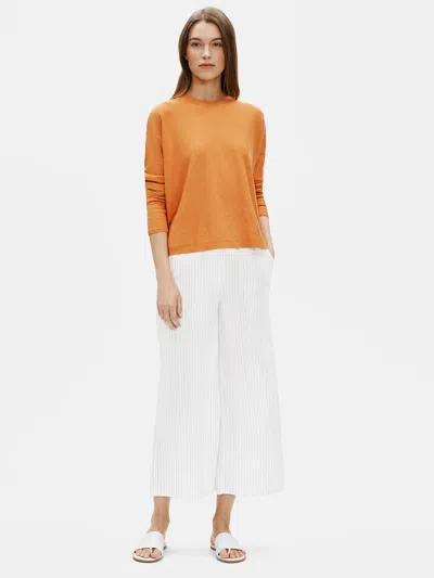 Eileen Fisher Organic Linen Cotton Striped Wide-leg Pant In White
