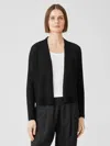Eileen Fisher Organic Linen Cotton Tuck Cropped Cardigan In Black