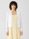 Eileen Fisher Organic Linen Cotton Tuck Cropped Cardigan In White