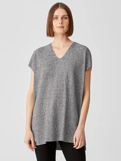 Eileen Fisher Organic Linen Cotton Twist V-neck Top In Gray