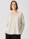 Eileen Fisher Organic Linen Cotton Twist V-neck Top In Neutral