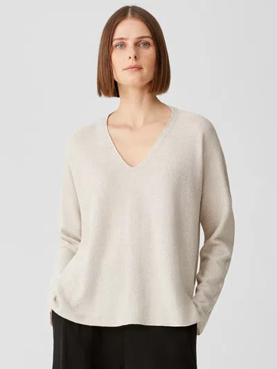 Eileen Fisher Organic Linen Cotton Twist V-neck Top In Neutral