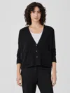 Eileen Fisher Organic Linen Cotton V-neck Cardigan In Black