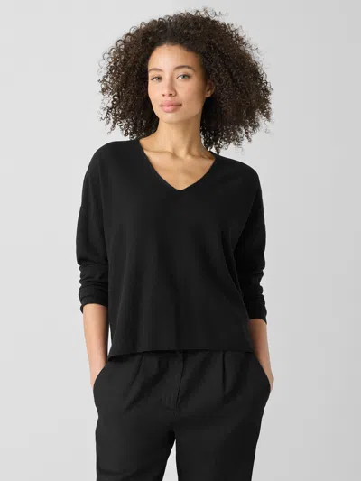 Eileen Fisher Organic Linen Cotton V-neck Top In Multi
