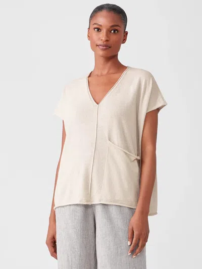 Eileen Fisher Organic Linen Cotton V-neck Top In White