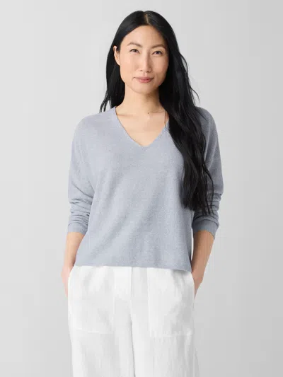 Eileen Fisher Organic Linen Cotton V-neck Top In Gray