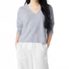Eileen Fisher Organic Linen Cotton V-neck Top In Fog In Gray