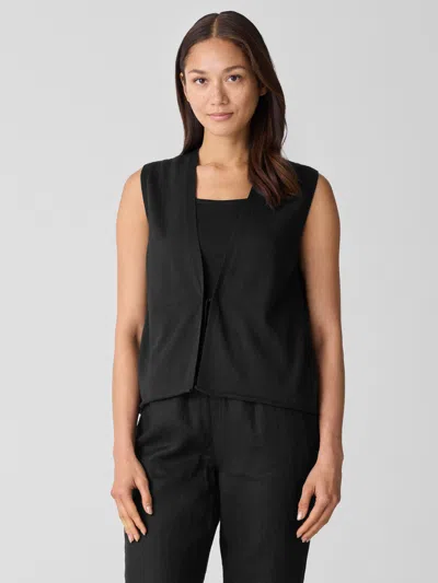 Eileen Fisher Organic Linen Cotton Vest In Black