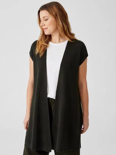 Eileen Fisher Organic Linen Cotton Vest In Black