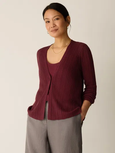 Eileen Fisher Organic Linen Cotton V-neck Cardigan In Sun Dried Tomato