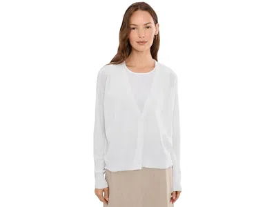 Eileen Fisher Organic Linen Cotton V-neck Cardigan In White