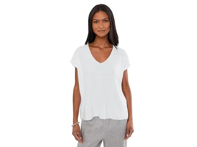 Eileen Fisher Organic Linen Cotton V-neck Sweater In White