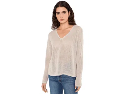 Eileen Fisher Organic Linen Cotton V-neck Sweater Women's Sweater Chalk: Xs In White