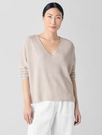 Eileen Fisher Organic Linen Cotton V-neck Top In Neutral