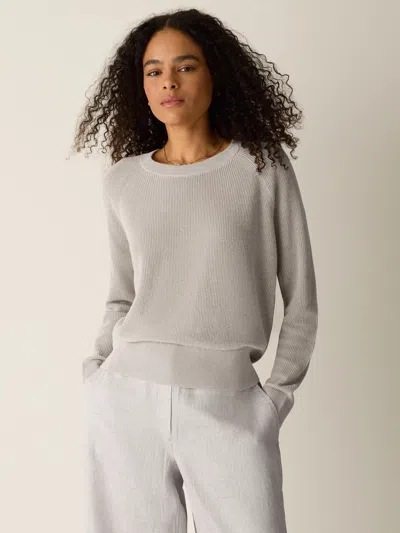 Eileen Fisher Organic Linen Cotton Wedge Sweater In Undyed Natural