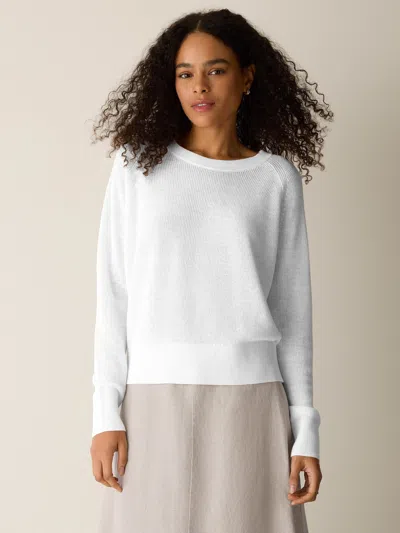 Eileen Fisher Organic Linen Cotton Wedge Sweater In White