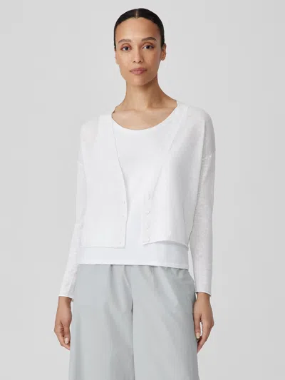 Eileen Fisher Organic Linen Cotton Cropped Cardigan In White