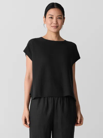 Eileen Fisher Organic Linen Cotton Square Top In Black