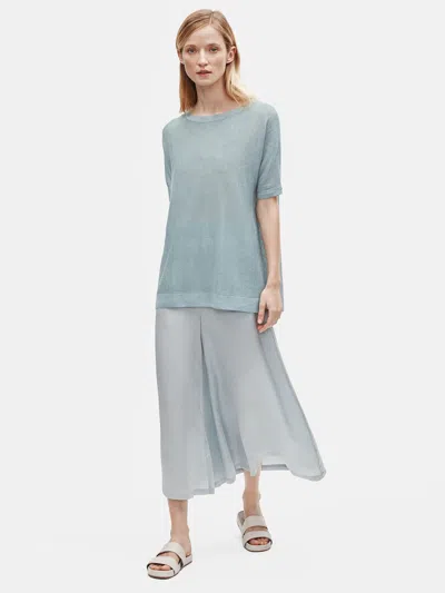 Eileen Fisher Organic Linen Crepe Bateau Neck Tunic In Sand