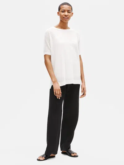 Eileen Fisher Organic Linen Crepe Bateau Neck Tunic In White