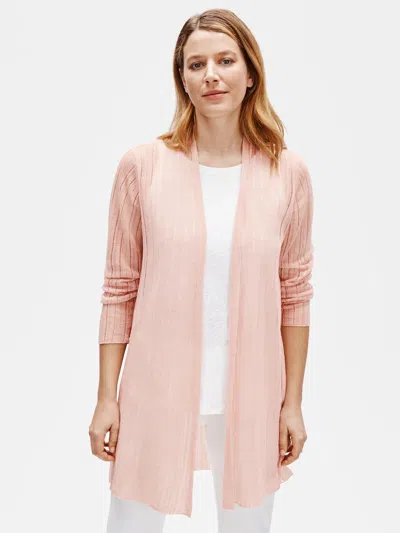 Eileen Fisher Organic Linen Crepe Long Cardigan In Pink