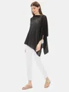 Eileen Fisher Organic Linen Crepe Poncho In Black