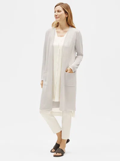 Eileen Fisher Organic Linen Crepe Sparkle Long Cardigan In Brown
