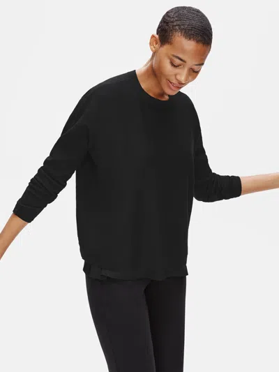 Eileen Fisher Organic Linen Crepe Stretch Box-top In Black