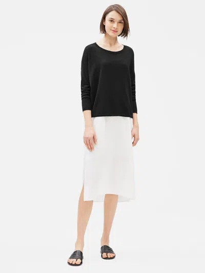 Eileen Fisher Organic Linen Crepe Stretch Box-top In Black