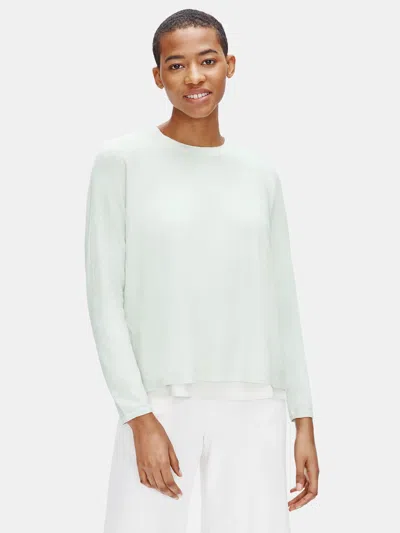 Eileen Fisher Organic Linen Crepe Stretch Box-top In Green