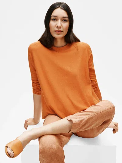 Eileen Fisher Organic Linen Crepe Stretch Box-top In Orange