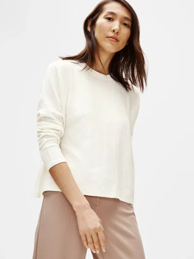 Eileen Fisher Organic Linen Crepe Stretch Box-top In White