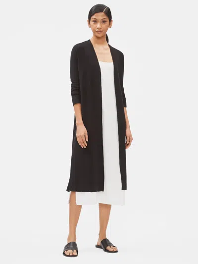 Eileen Fisher Organic Linen Crepe Stretch Duster Cardigan In Black