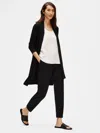 Eileen Fisher Organic Linen Crepe Stretch Long Cardigan In Black