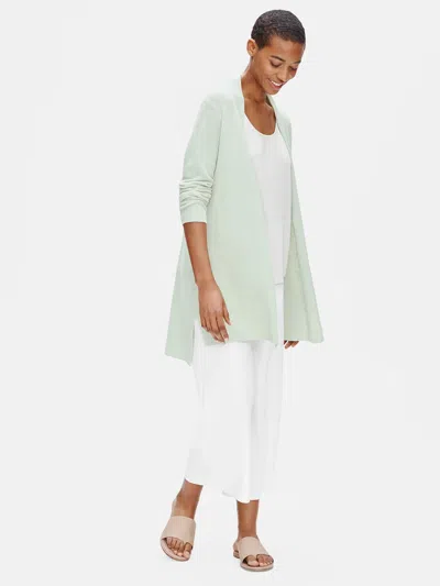 Eileen Fisher Organic Linen Crepe Stretch Long Cardigan In Green