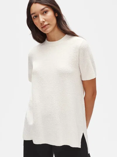 Eileen Fisher Organic Linen Crepe Stretch Mock Neck Tunic In White