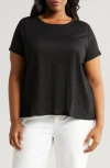 Eileen Fisher Organic Linen Crewneck T-shirt In Black