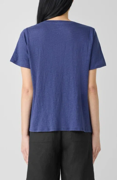 Eileen Fisher Organic Linen Crewneck T-shirt In Bluette
